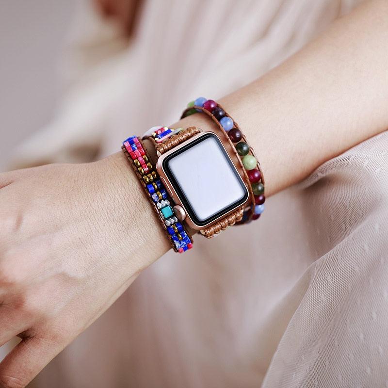 Apple Watch-Uhrenarmband "Edle Kraft" aus Onyx & Jaspis