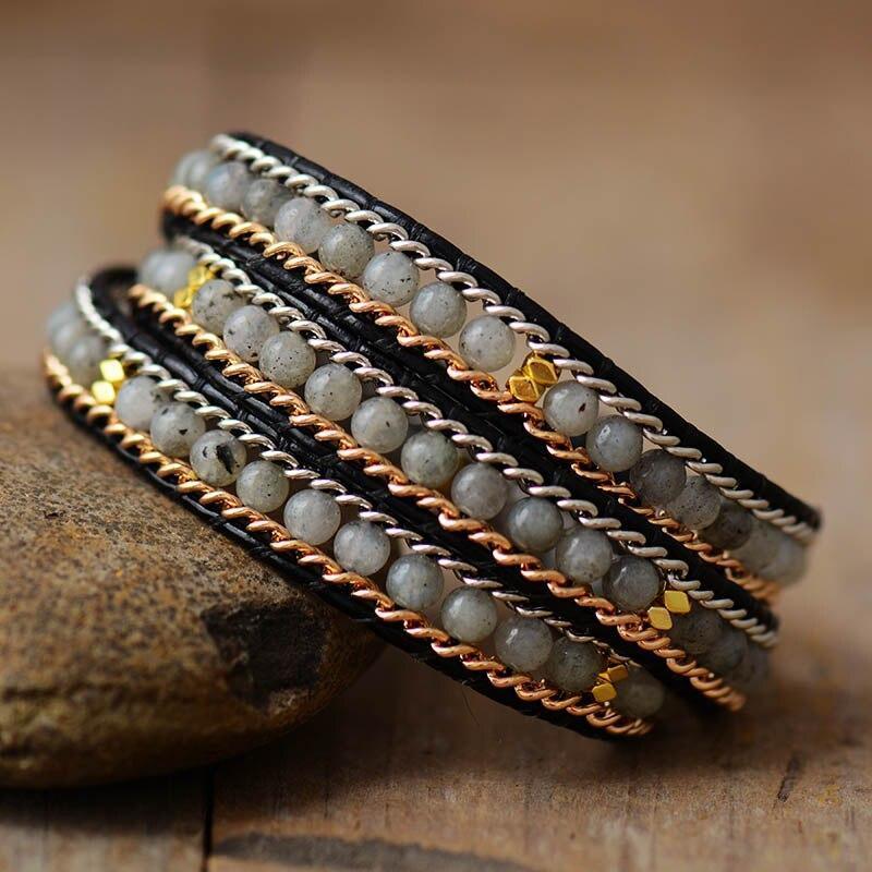 Verkettetes Labradorit-Armband "Punk-Chic"