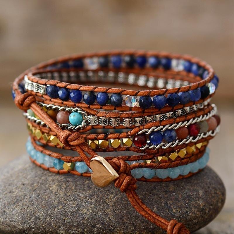 Sodalith Vintage-Armband mit 5 Strängen