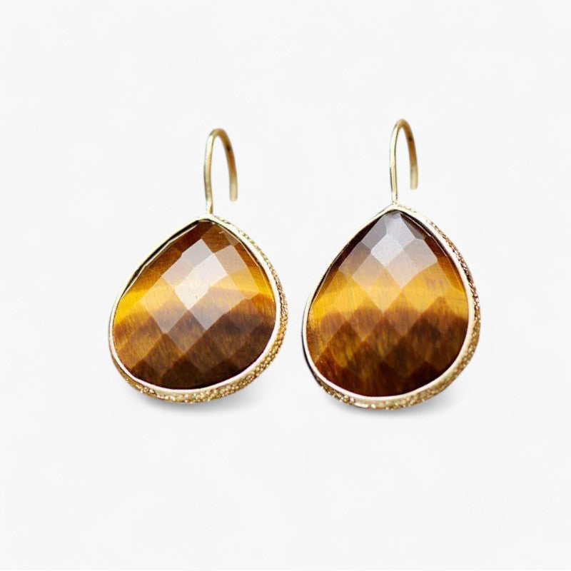 Ohrringe "Zeitlose Tropfen" aus Tigerauge & Amethyst