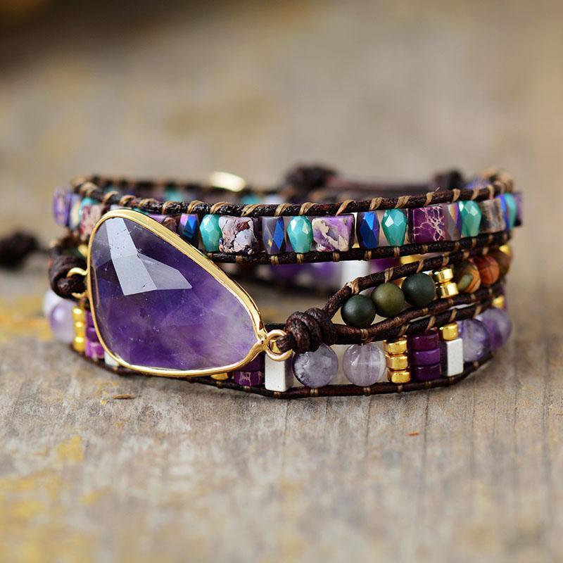Mehrlagiges Amethyst-Armband "Ozean der Ruhe"