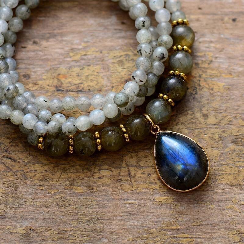 Mala-Armband & Halskette "Exquisit Schillernd" aus Labradorit
