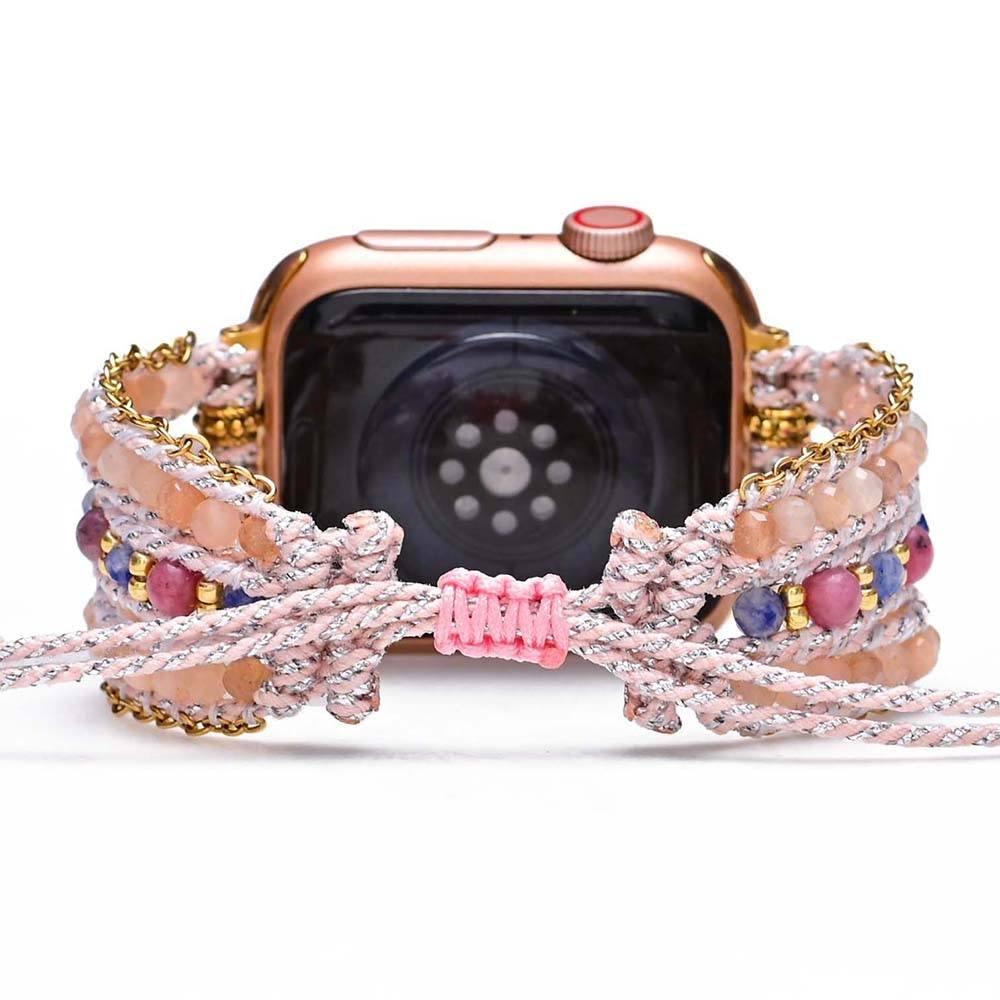 Apple Watch-Uhrenarmband "Zart Göttlich" aus Sonnenstein & Rhodochrosit