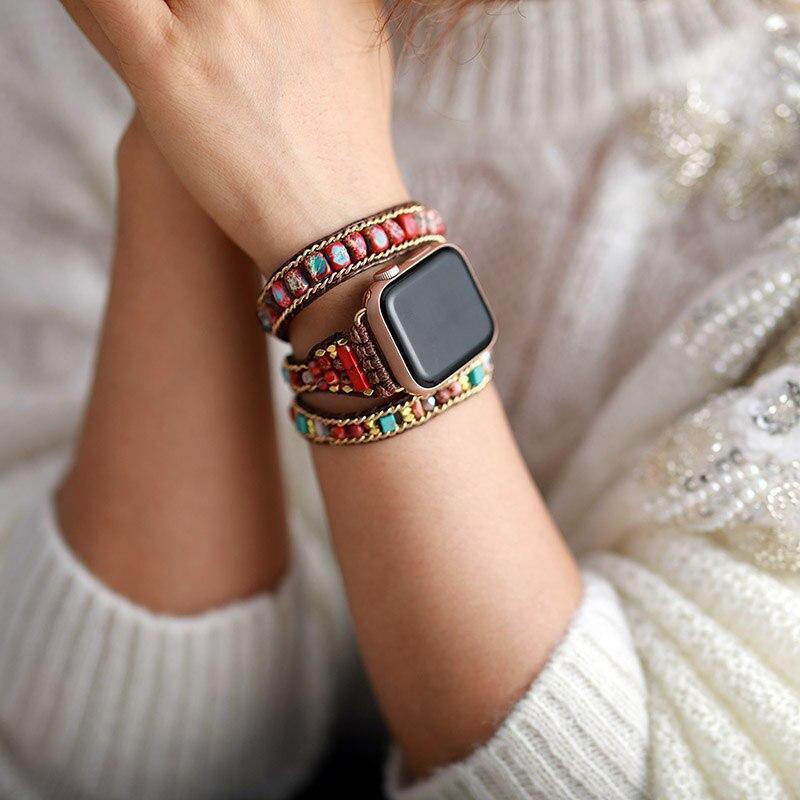 Apple Watch-Uhrenarmband "Roter Kaiserlicher Jaspis Edelstein"