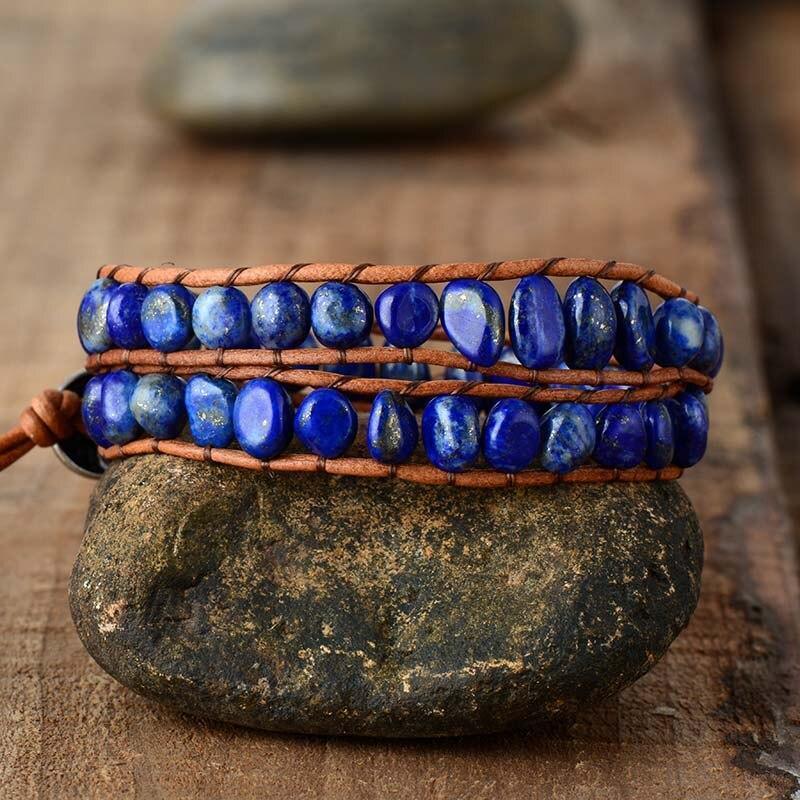 Intensives Lapislazuli-Strang-Armband "Unisex"