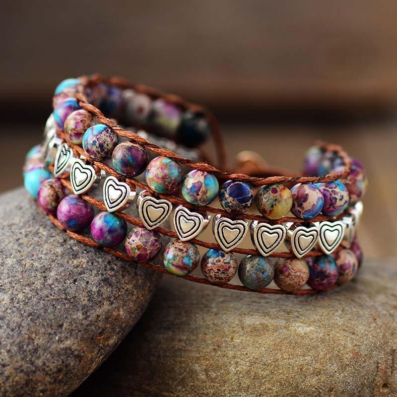 Mini-Herz-Armband "Bohemian Jaspis"