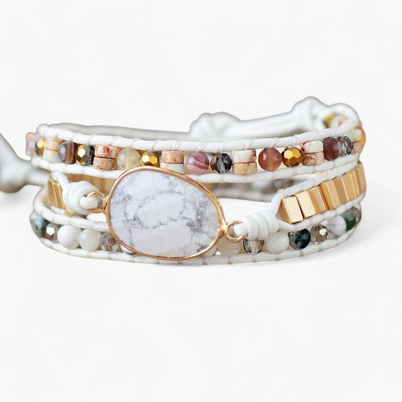 Unisex Reinweißes Howlith Armband
