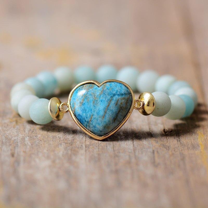 Mattes Herz-Edelstein-Armband "Romatisch"