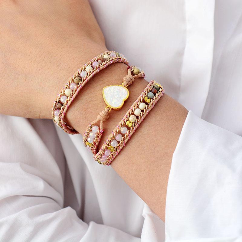 Wickelarmband "Zartes Opal Herz"