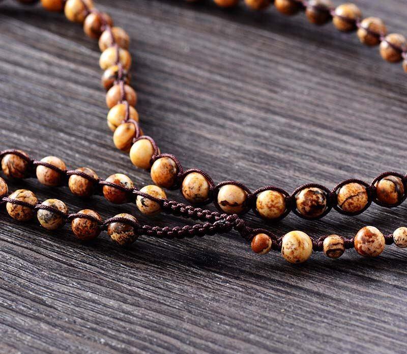 Jaspis-Halskette "Reichlich Gesegnet" mit Hamsa-Anhänger