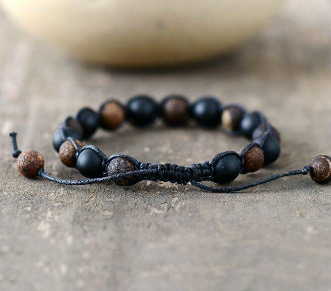 Geflochtenes Armband "Höchster Schutz" aus geknacktem Onyx