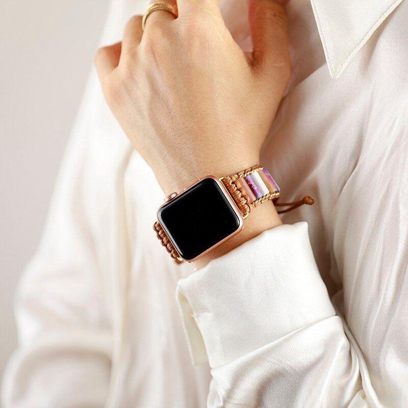 Apple Watch-Uhrenarmband "Positiv Charmant" aus Jaspis und Achat