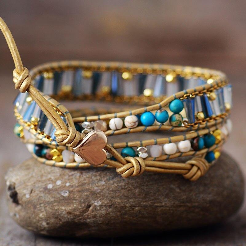 Naturstein Wickelarmband "Sonnenschein & Wind"