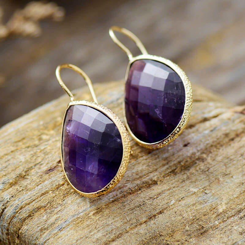 Ohrringe "Zeitlose Tropfen" aus Tigerauge & Amethyst