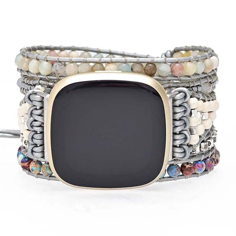 Fitbit-Uhrenarmband "Sanft Schimmernd" aus Jaspis & Amazonit
