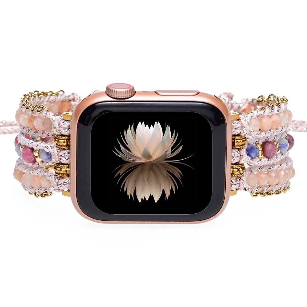 Apple Watch-Uhrenarmband "Zart Göttlich" aus Sonnenstein & Rhodochrosit