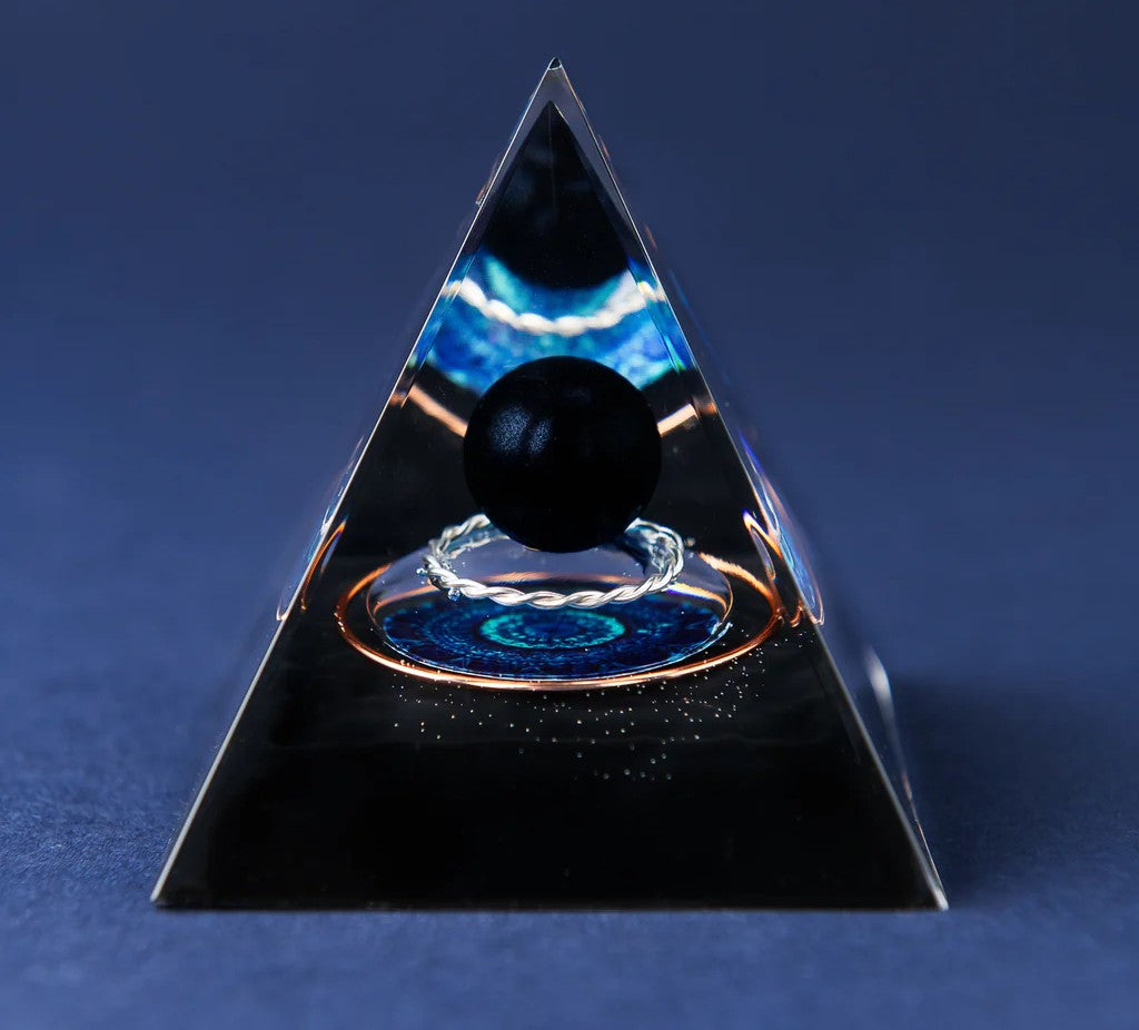 Obsidian Herz Orgonit Pyramide