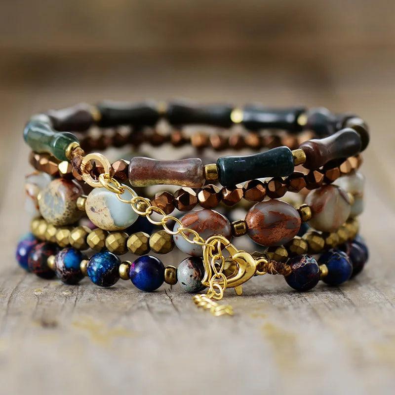 Edelstein-Set "Erdverbundenheit" Armband & Halskette