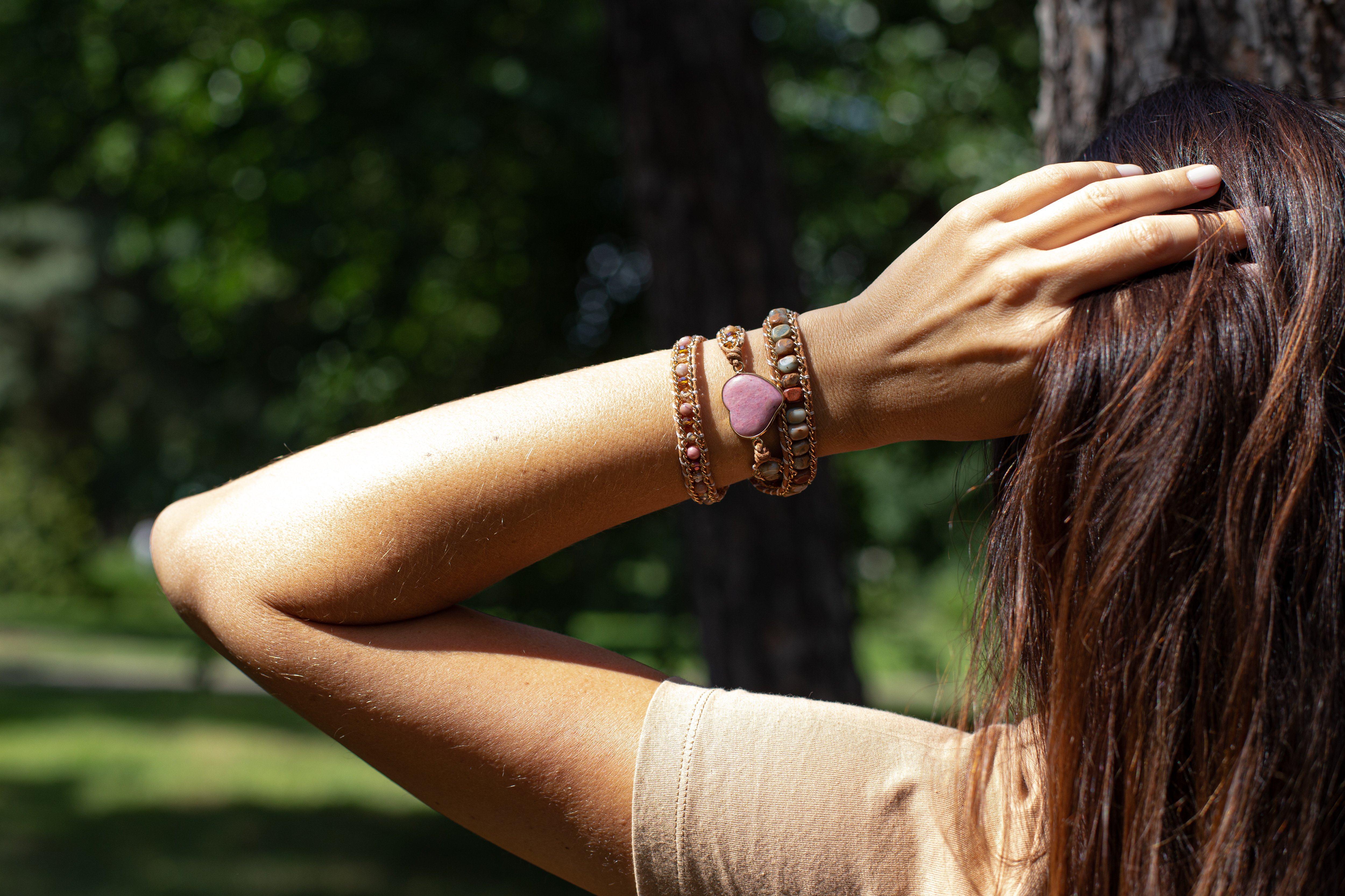 Wickelarmband "Rhodonit Liebesschutz"