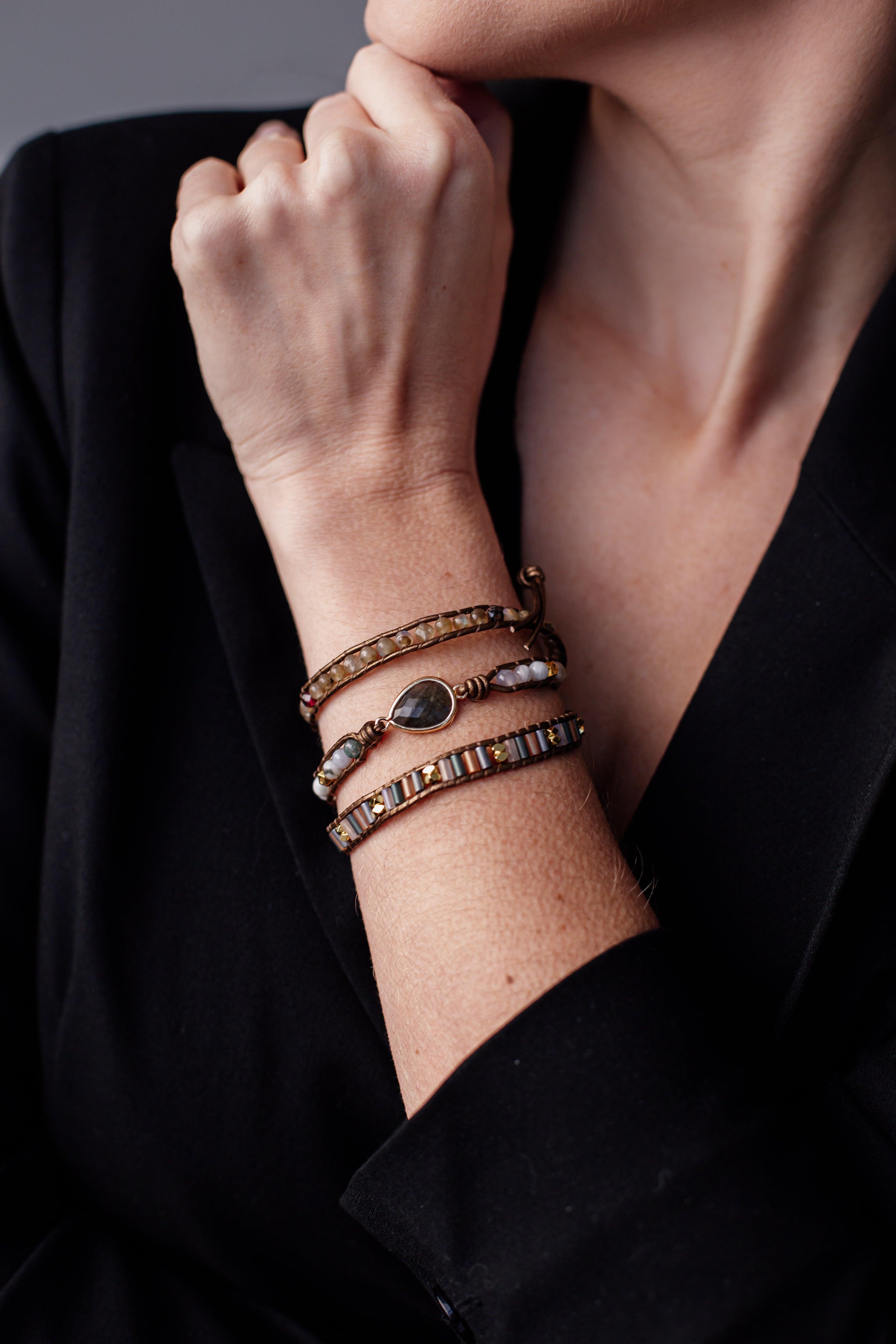 Internes Wissen: Labradorit-Mehrschichten-Wickelarmband