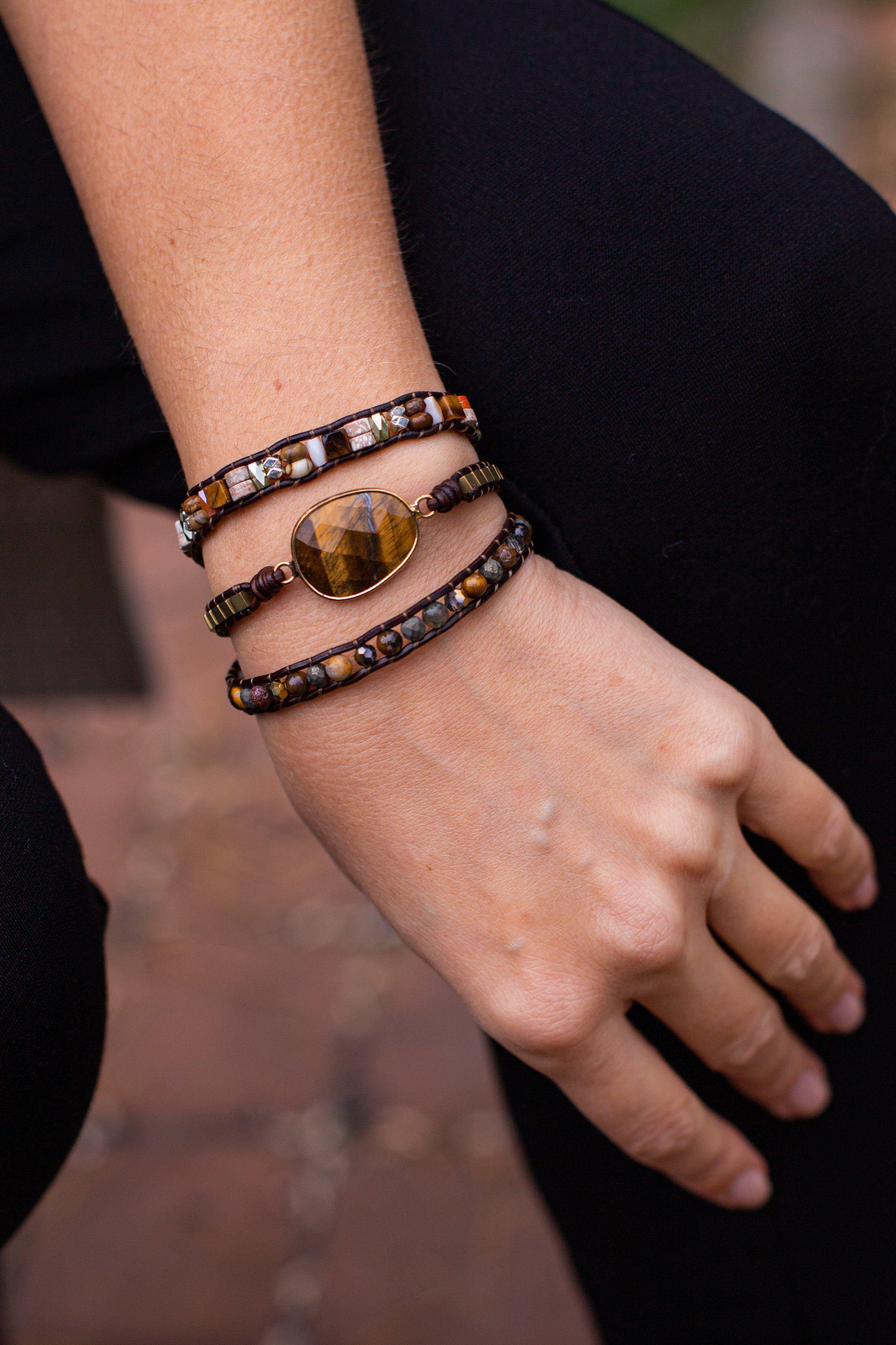 Unisex Tigerauge Wickelarmband