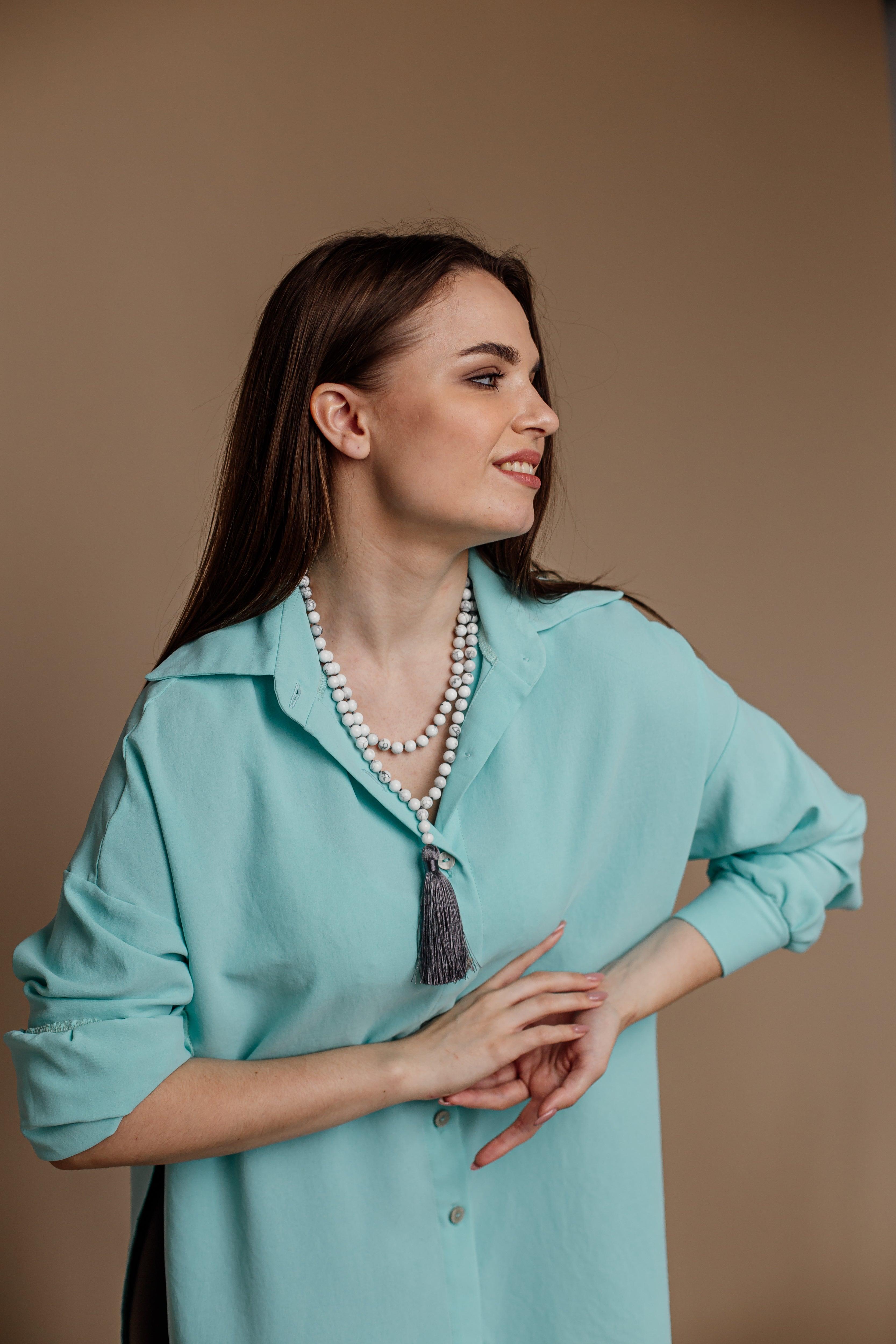 Mala-Halskette für Entspannung und Ruhe aus Howlith