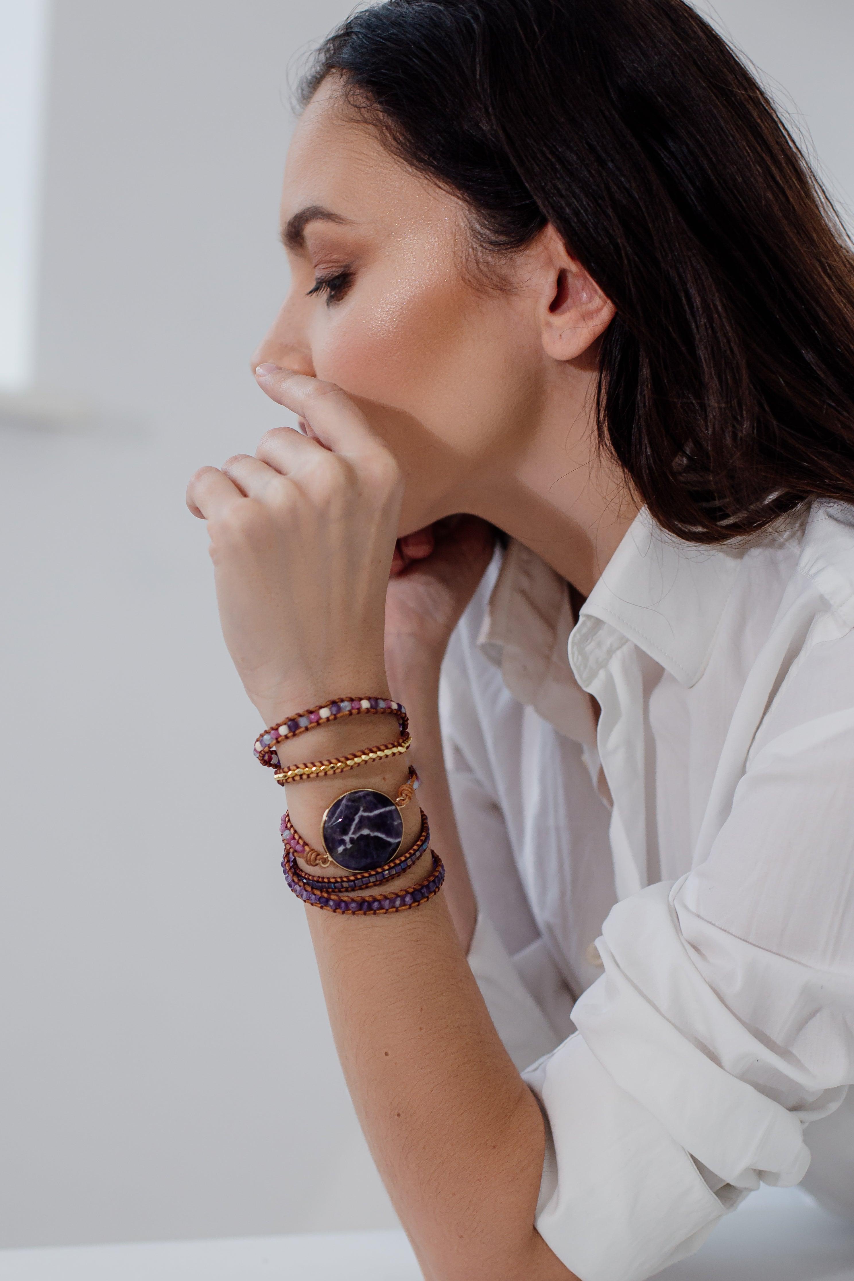Wickelarmband "Beruhigend Rund" aus Amethyst
