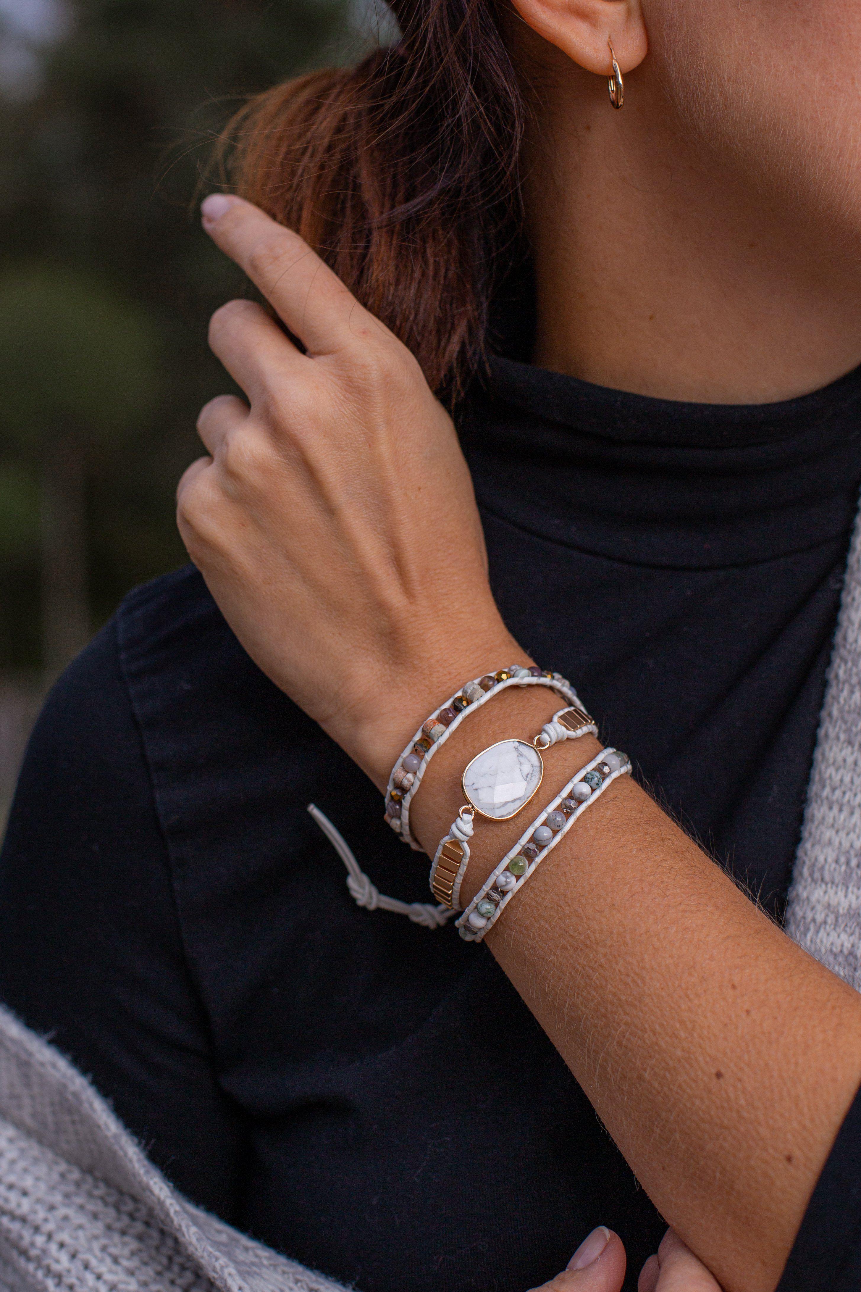 Unisex Reinweißes Howlith Armband