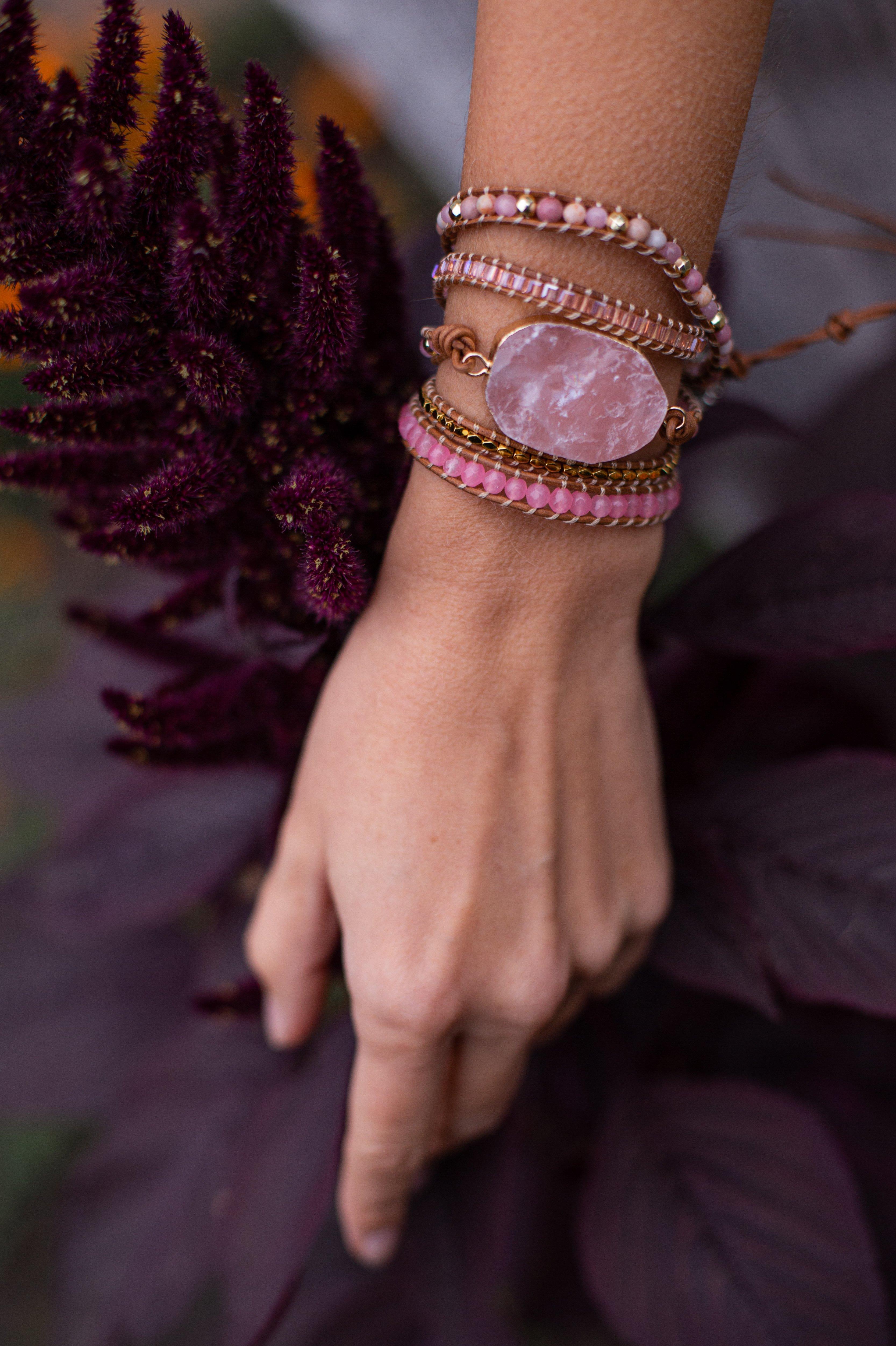 Rosenquarz Wickelarmband "Magie der Liebe"