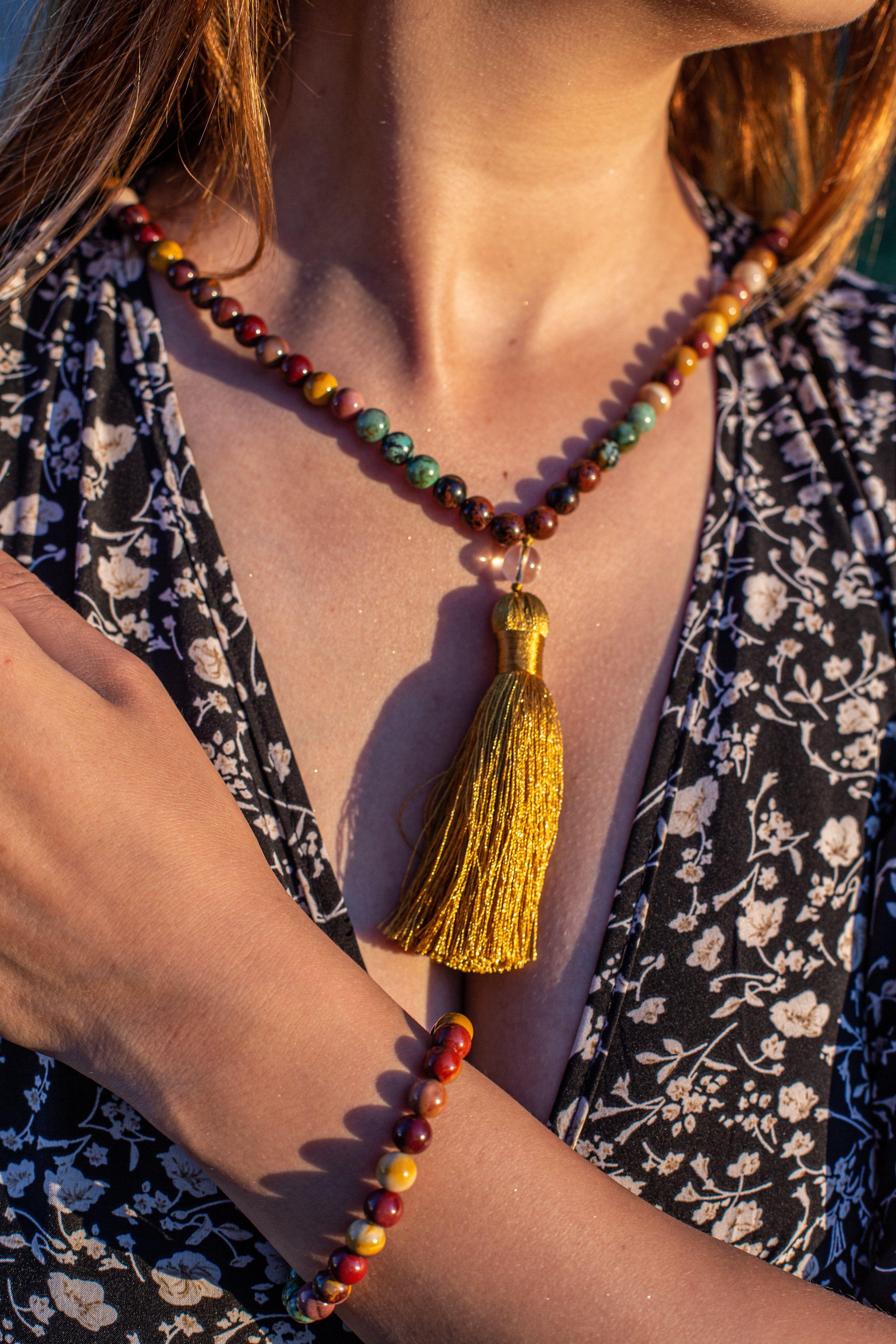 Mala + Armband Set für erdende Mookaite