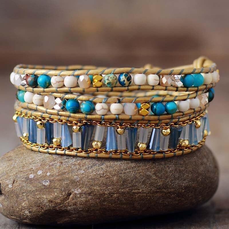 Naturstein Wickelarmband "Sonnenschein & Wind"