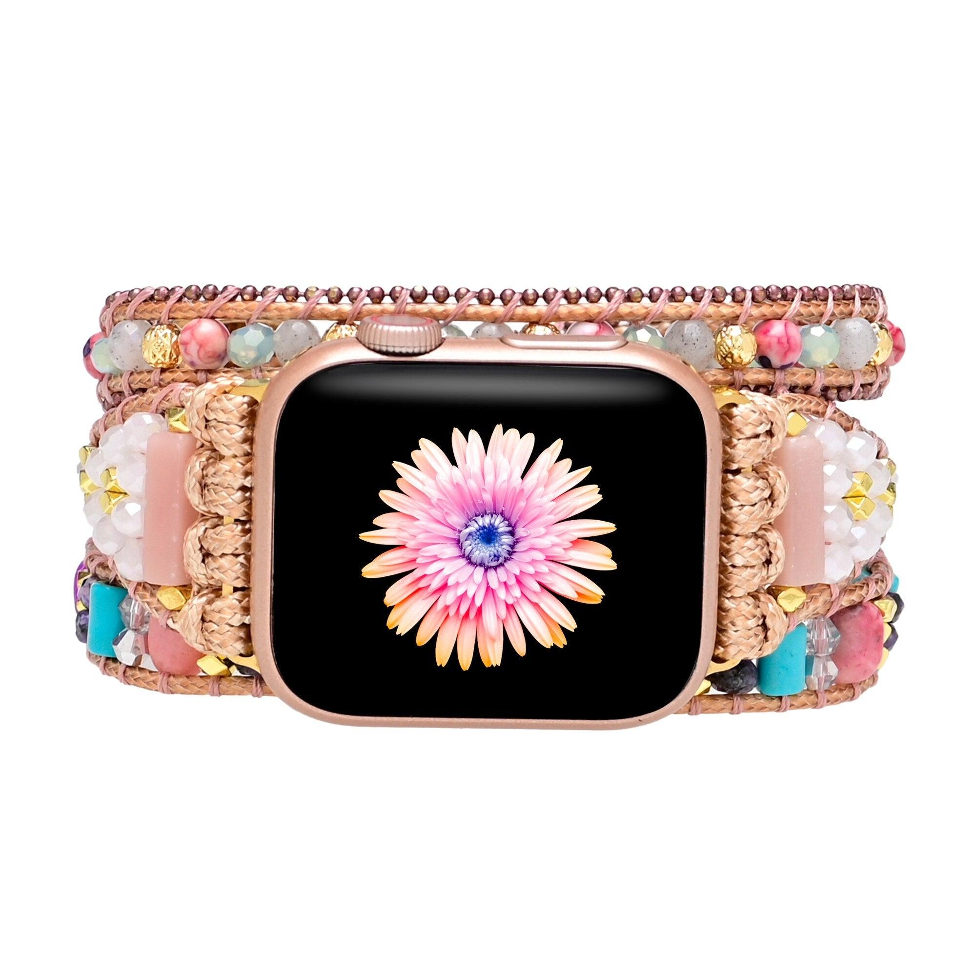 Apple-Uhrenarmband "Wirklich Bezaubernd" mit rosa Opal & Labradorit