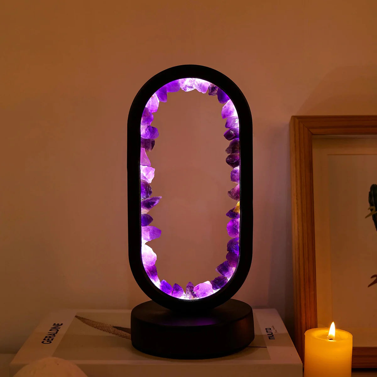 Sacred Balance – Amethyst Schwarze Kristalllampe der Gelassenheit