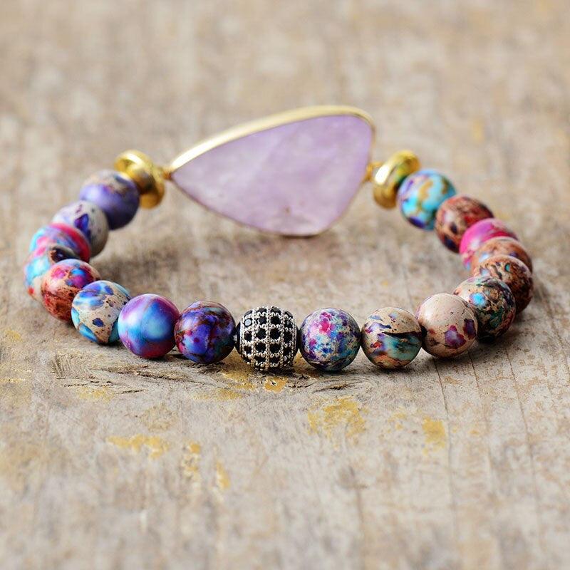 Jaspis & Amethyst Perlenarmband "Vibrierende Palette"