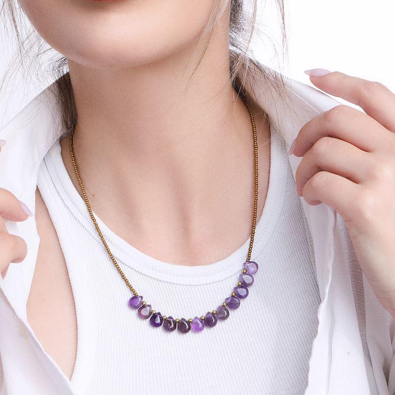 Halskette im Bohemian-Stil "Göttliche Schönheit" mit Amethyst und Türkis