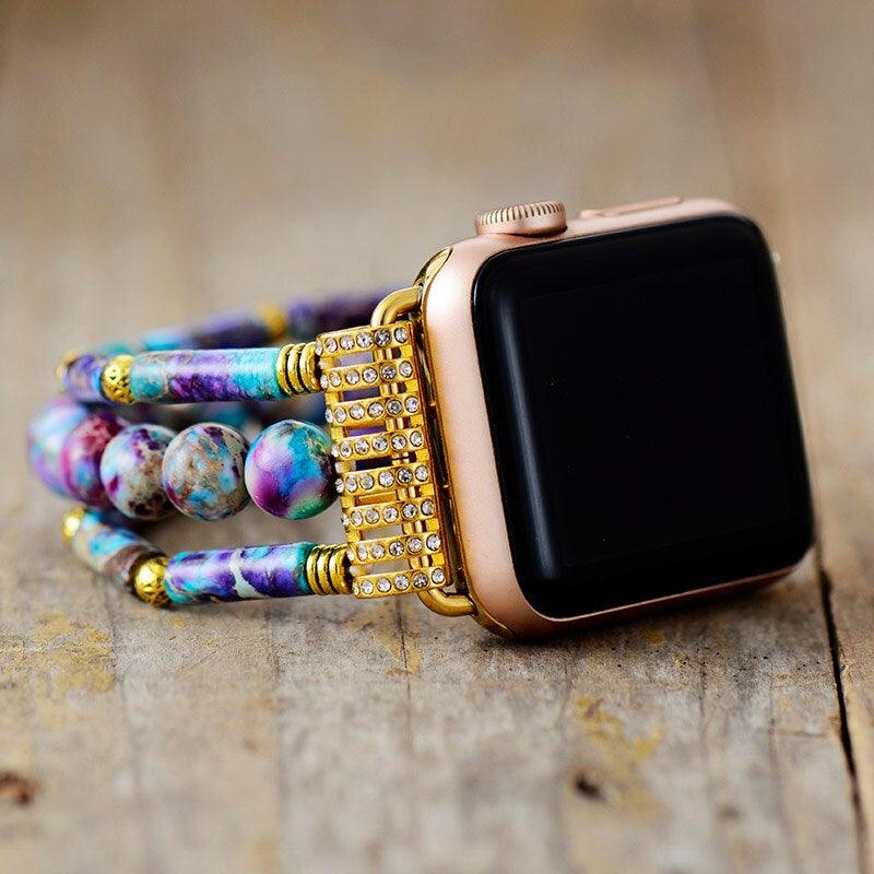 Apple Watch Uhrenarmband aus Jaspis mit violetter Energie