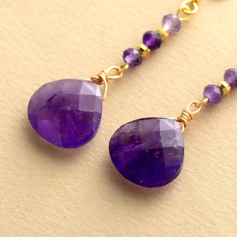 Ohrringe mit Amethyst und Rhodonit "Enigmatische Schönheit"