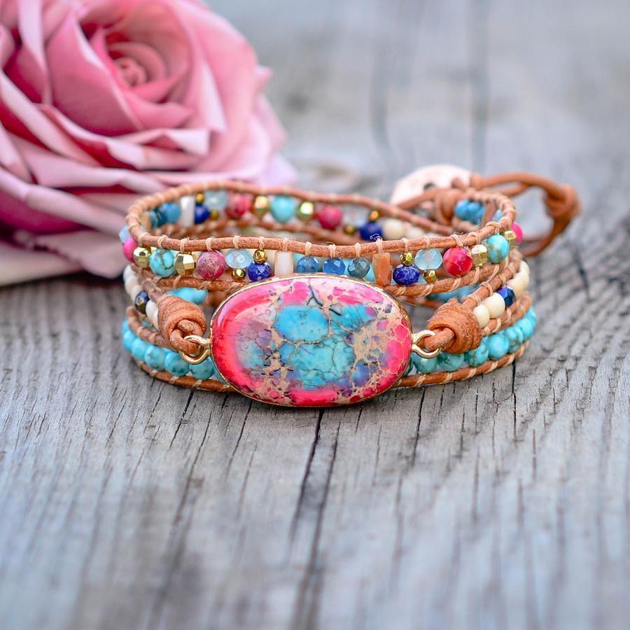 Heilungs-Wickelarmband im Boho-Chic-Stil