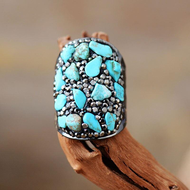 Boho Ring "Frischer Beginn" mit Türkis