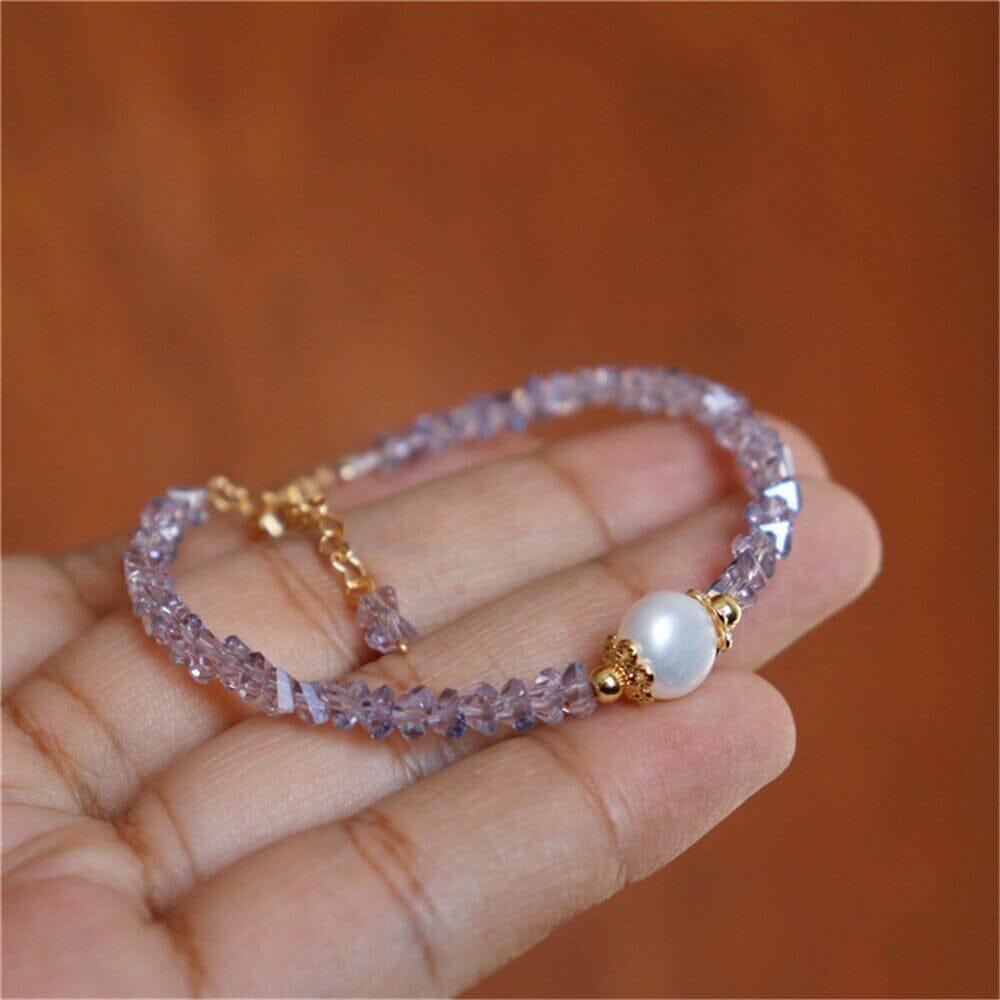 Süße Gelassenheit: Amethyst- & Perlenarmband