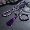 Mala-Perlen "Chakra-Ausgleich" aus Glimmer-Lepidolith, schwarzem Onyx & Lapislazuli