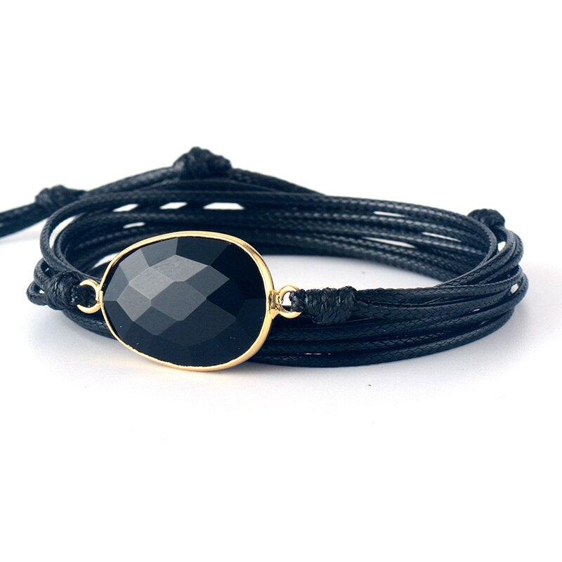 Onyx-Armband "Schwarzes Aura Kordel"