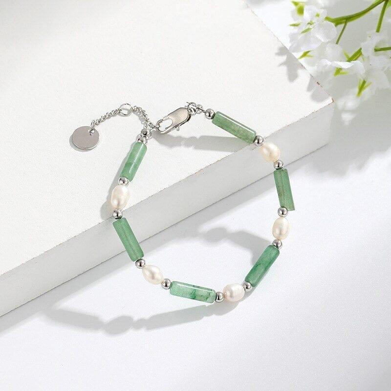 Armband "Glücksharmonie" mit grüner Jade und Süsswasserperlen