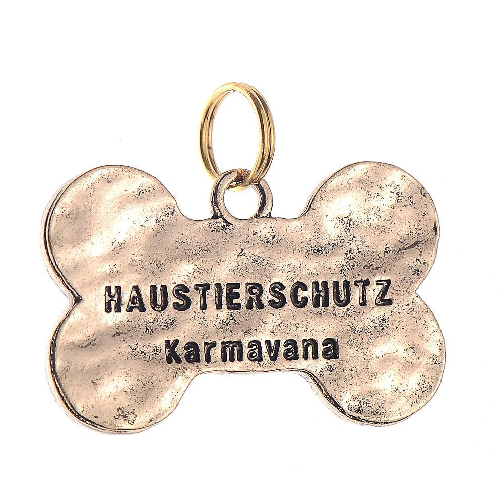 Bronze Knochen Tigerauge Grosse Hundemarke "Selbstbewusster Erforscher"