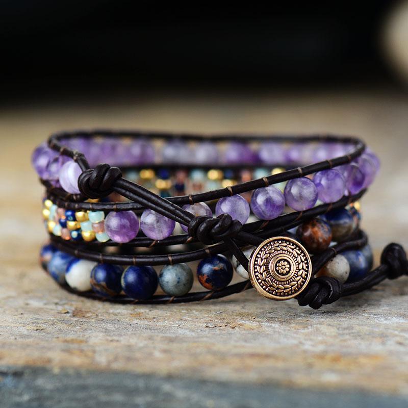 Dreifach-Wickelarmband "Heilender Amethyst"