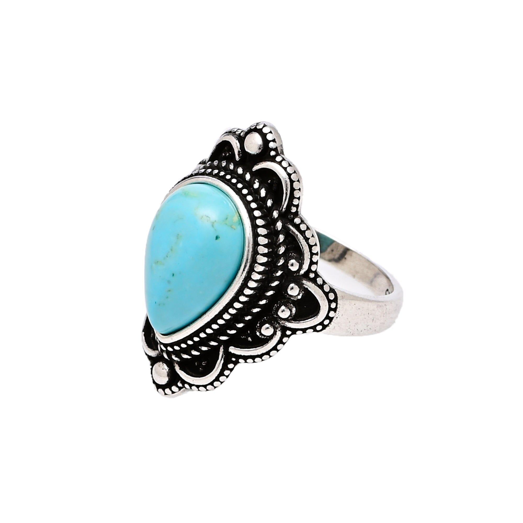 Floria - Statement Ring im Boho Stil mit Türkis