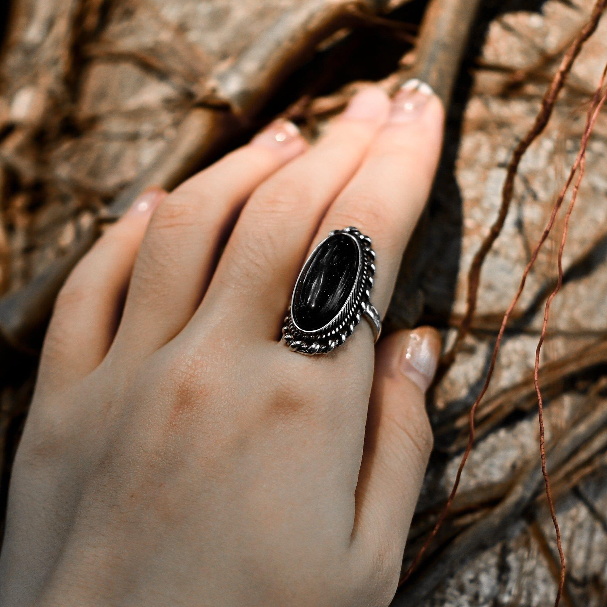 Fortuna - Ring "Nachthimmel " mit blauem Sandstein