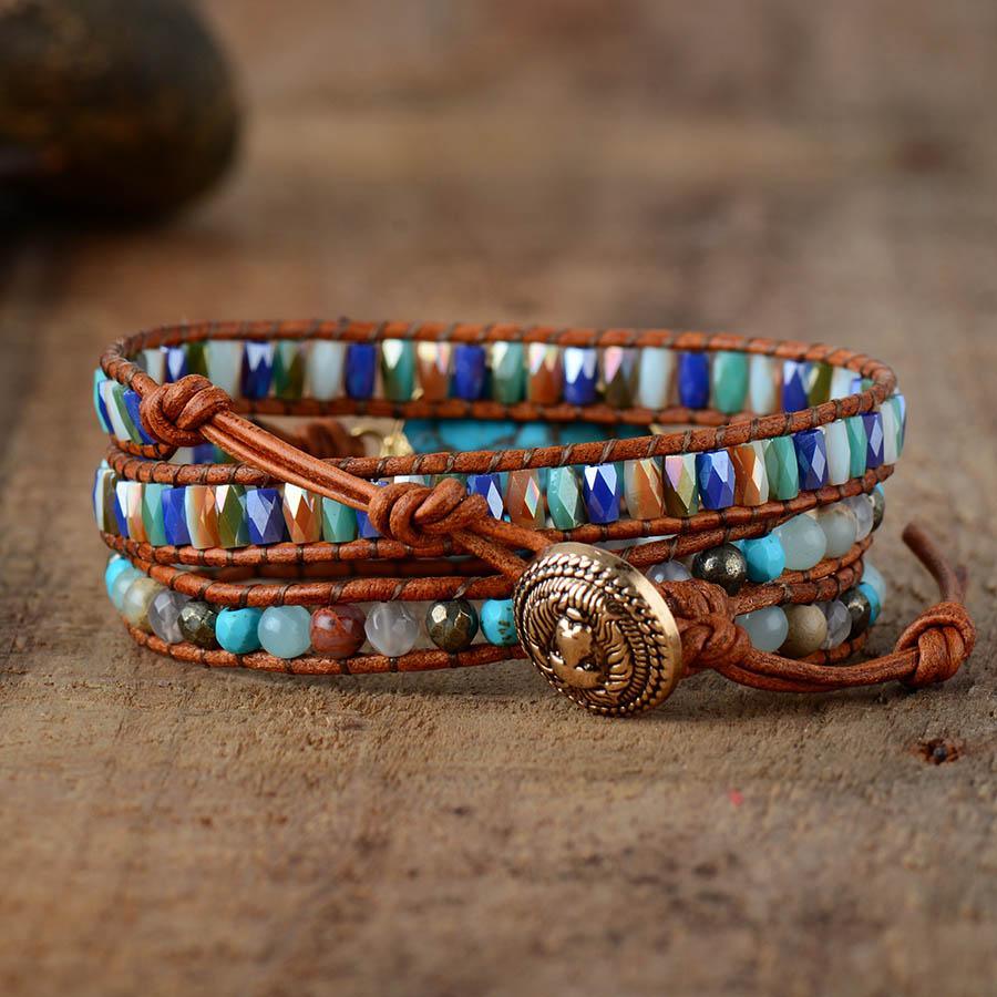 Wickelarmband "Natürlicher Türkis und Jaspis"