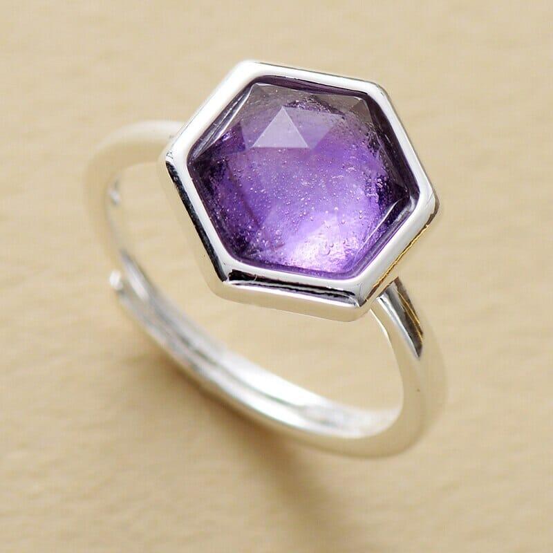 Hexagon Ring "Einfache Gelassenheit" mit Apatit oder Amethyst