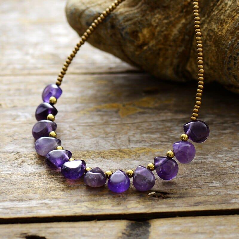 Halskette im Bohemian-Stil "Göttliche Schönheit" mit Amethyst und Türkis